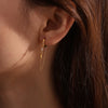 Simple Elegant 316L Stainless Steel Earrings Ear Clip Microinlaid Zircon Geometric Pattern 18K Gold Plated
