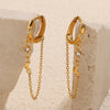 Simple Elegant 316L Stainless Steel Earrings Ear Clip Microinlaid Zircon Geometric Pattern 18K Gold Plated