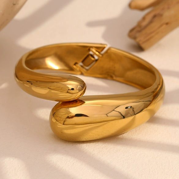 Simple Exaggerated Stainless Steel 18K Gold Plated Double Snake Head Cast Fashion Ol Geometry Bracelet For Women
