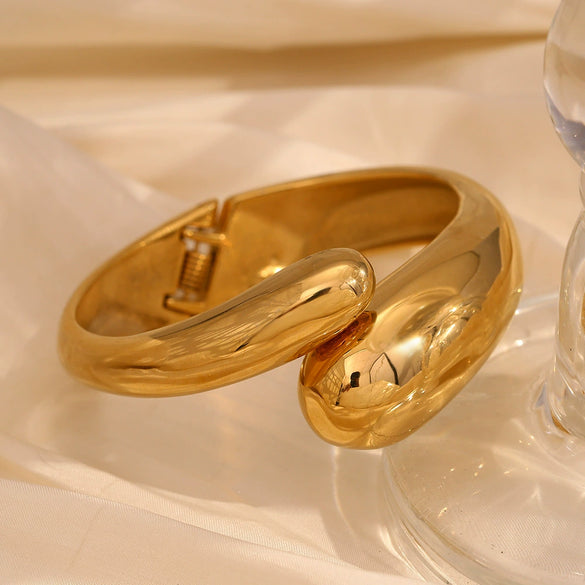 Simple Exaggerated Stainless Steel 18K Gold Plated Double Snake Head Cast Fashion Ol Geometry Bracelet For Women