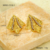 Simple Exaggerated Titanium Steel Geometric Stripe Zircon Stainless Steel 18K Electroplated Earrings For Women