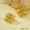 Simple Exaggerated Titanium Steel Geometric Stripe Zircon Stainless Steel 18K Electroplated Earrings For Women
