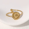 Simple Exquisite Fashionable Versatile Daisy Flower Ring High Grade Gold Plated Adjustable Stainless Steel Ring