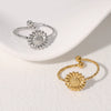 Simple Exquisite Fashionable Versatile Daisy Flower Ring High Grade Gold Plated Adjustable Stainless Steel Ring