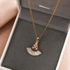 Simple Fan Shaped Titanium Steel Necklace For Women 18K Gold Plated Inlaid Zircon Light Luxury Style With Geometric Design