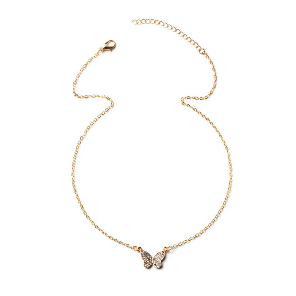 Simple Fashion Alloy Butterfly Necklace For Women With Electroplated Geometric Pendant And Water Wave Chain