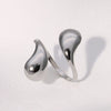 Simple Fashion Cold Wind Food Finger Ring Drop Shape Gold Plated Stainless Steel Ring For Women