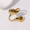 Simple Fashion Cold Wind Food Finger Ring Drop Shape Gold Plated Stainless Steel Ring For Women
