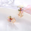 Simple Fashion Copper Five Petal Flower Earrings With Shiny Zircon Style Sweet Cute Eye Catching Floral Earrings