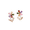 Simple Fashion Copper Five Petal Flower Earrings With Shiny Zircon Style Sweet Cute Eye Catching Floral Earrings