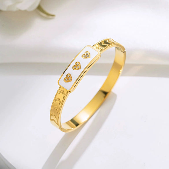 Simple Fashion Drop Oil Love Titanium Steel Polished Bracelet For Female