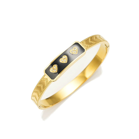 Simple Fashion Drop Oil Love Titanium Steel Polished Bracelet For Female