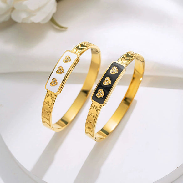 Simple Fashion Drop Oil Love Titanium Steel Polished Bracelet For Female
