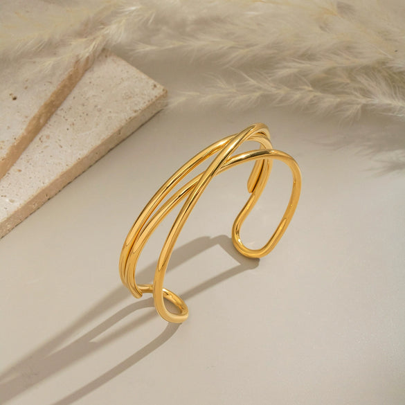 Simple Fashion Geometric Stainless Steel Bracelet Jewelry For Women With Electroplating