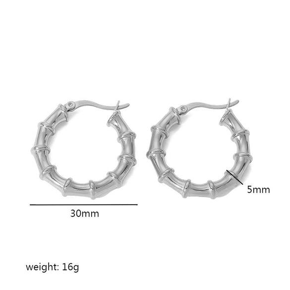 Simple Fashion Geometric Stainless Steel Hoop Earrings With Electroplating For Women