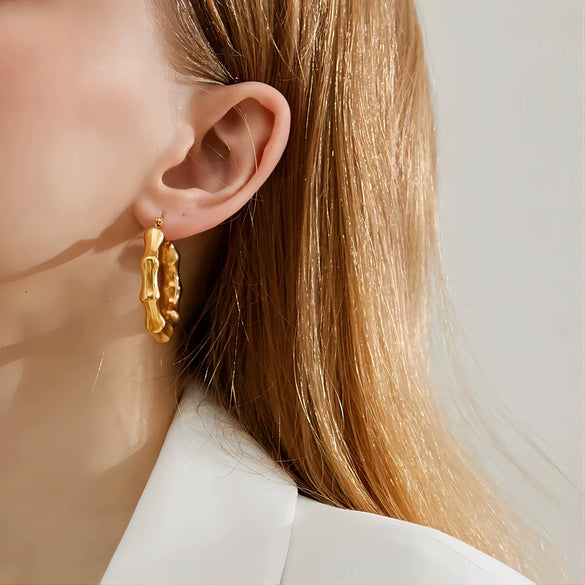 Simple Fashion Geometric Stainless Steel Hoop Earrings With Electroplating For Women