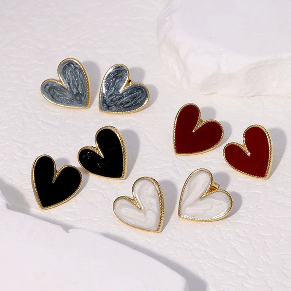 Simple Fashion Love Heartshaped Stainless Steel Earrings With Electroplating For Women
