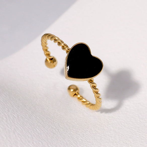 Simple Fashion Love Shaped Stainless Steel Ring For Women With Electroplating Treatment
