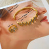 Simple Fashion Microinlaid Zirconium Copper Geometric Open Ring Bracelet Set For Women With Electroplating