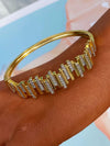 Simple Fashion Microinlaid Zirconium Copper Geometric Open Ring Bracelet Set For Women With Electroplating