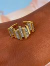 Simple Fashion Microinlaid Zirconium Copper Geometric Open Ring Bracelet Set For Women With Electroplating