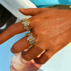 Simple Fashion Microinlaid Zirconium Copper Geometric Open Ring Bracelet Set For Women With Electroplating