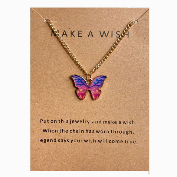 Simple Fashion Retro Multicolor Butterfly Necklace