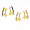 Simple Fashion Small Cshaped Ear Jewelry For Women Titanium Steel Rhinestone Geometric Design Electroplating Treatment
