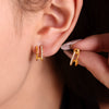 Simple Fashion Small Cshaped Ear Jewelry For Women Titanium Steel Rhinestone Geometric Design Electroplating Treatment