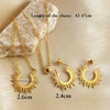 Simple Fashion Sunflower U Shape Stainless Steel Necklace Earrings With Retro Design And 18K Gold Plated Electroplating