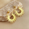 Simple Fashion Sunflower U Shape Stainless Steel Necklace Earrings With Retro Design And 18K Gold Plated Electroplating