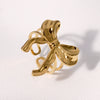 Simple Fashion Sweet Bow Stainless Steel Ring For Women With Electroplating Treatment Open Finger Design