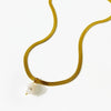 Simple Fashion Titanium Steel Snake Bone Chain Necklace With Freshwater Pearl Pendant Geometric Electroplated Ladies Jewelry