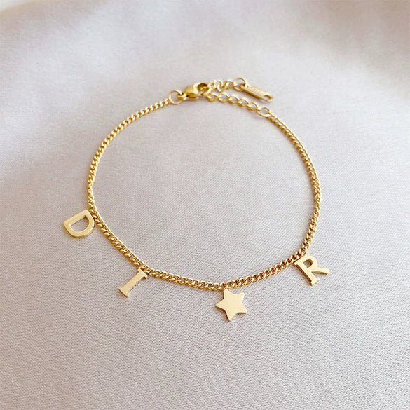 Simple Fashion Unisex Letter Geometric Titanium Steel Bracelet With Electroplating