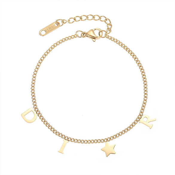 Simple Fashion Unisex Letter Geometric Titanium Steel Bracelet With Electroplating