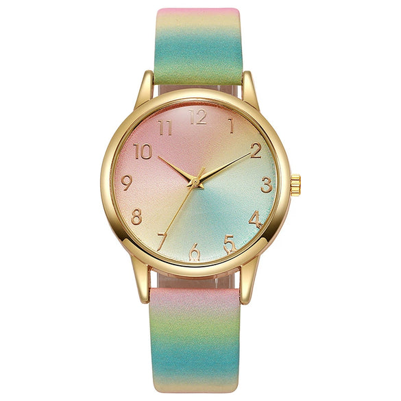 Simple Fashion Unisex Neutral Quartz Belt Watch Alloy Case Imitation Leather Strap Round Dial