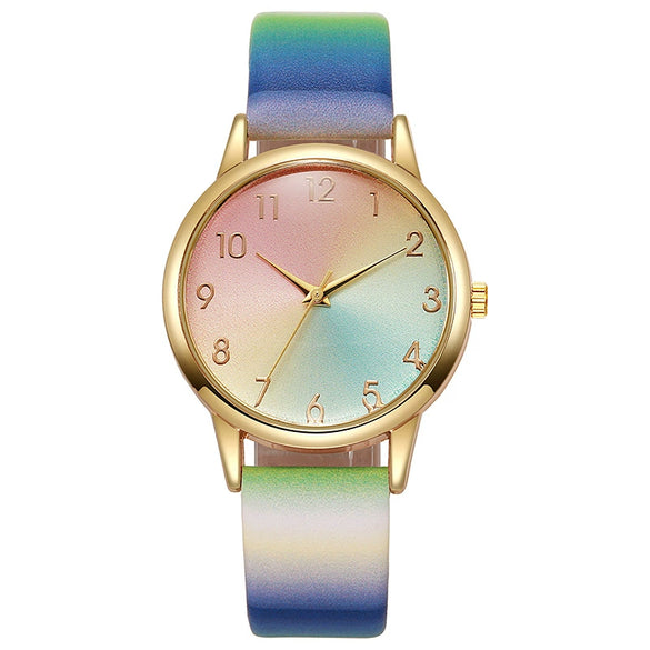 Simple Fashion Unisex Neutral Quartz Belt Watch Alloy Case Imitation Leather Strap Round Dial