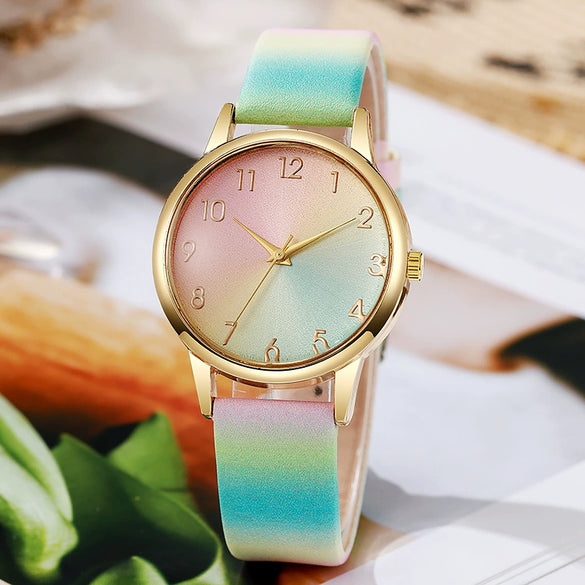 Simple Fashion Unisex Neutral Quartz Belt Watch Alloy Case Imitation Leather Strap Round Dial