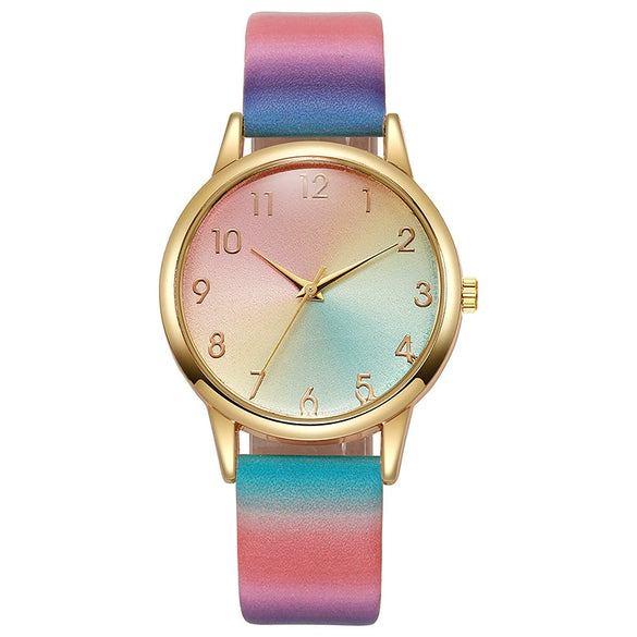 Simple Fashion Unisex Neutral Quartz Belt Watch Alloy Case Imitation Leather Strap Round Dial