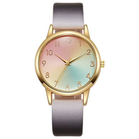 Simple Fashion Unisex Neutral Quartz Belt Watch Alloy Case Imitation Leather Strap Round Dial
