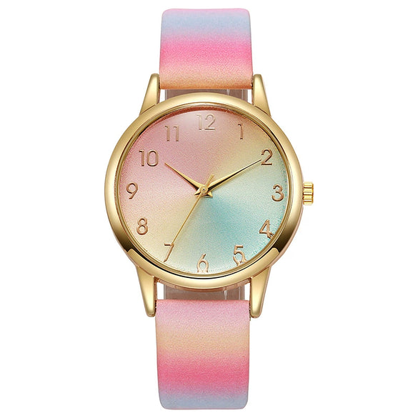 Simple Fashion Unisex Neutral Quartz Belt Watch Alloy Case Imitation Leather Strap Round Dial