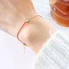 Simple Fashionable Red Woven Hand Rope Bracelet For Men And Women Light Luxury Niche Exquisite Titanium Steel Gold Plated Chain Geometric Style Electroplated
