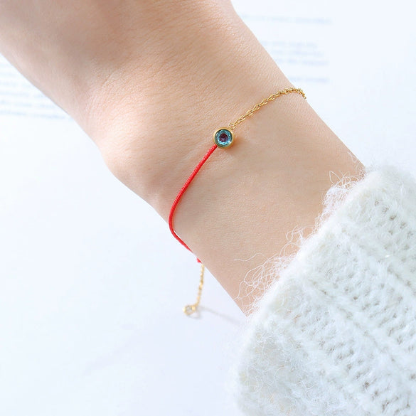 Simple Fashionable Red Woven Hand Rope Bracelet For Men And Women Light Luxury Niche Exquisite Titanium Steel Gold Plated Chain Geometric Style Electroplated