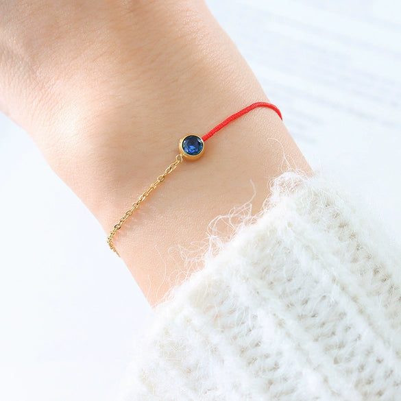 Simple Fashionable Red Woven Hand Rope Bracelet For Men And Women Light Luxury Niche Exquisite Titanium Steel Gold Plated Chain Geometric Style Electroplated