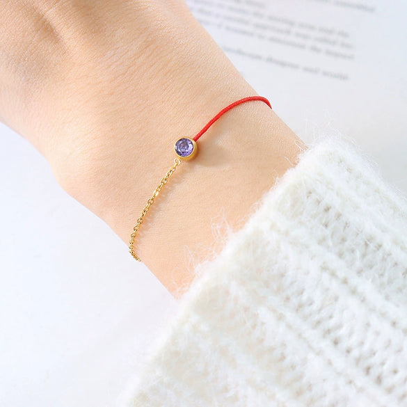 Simple Fashionable Red Woven Hand Rope Bracelet For Men And Women Light Luxury Niche Exquisite Titanium Steel Gold Plated Chain Geometric Style Electroplated