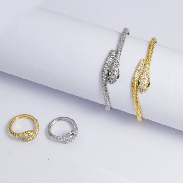 Simple Fashionable Snake Design Copper Jewelry With Real Gold Electroplated For Men And Women
