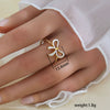 Simple Fashionable Stainless Steel And Titanium Steel Leaf And Flower Ring With Real Gold Plating For Women Geometric And U Shaped Design Unisex Style