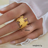 Simple Fashionable Stainless Steel And Titanium Steel Leaf And Flower Ring With Real Gold Plating For Women Geometric And U Shaped Design Unisex Style