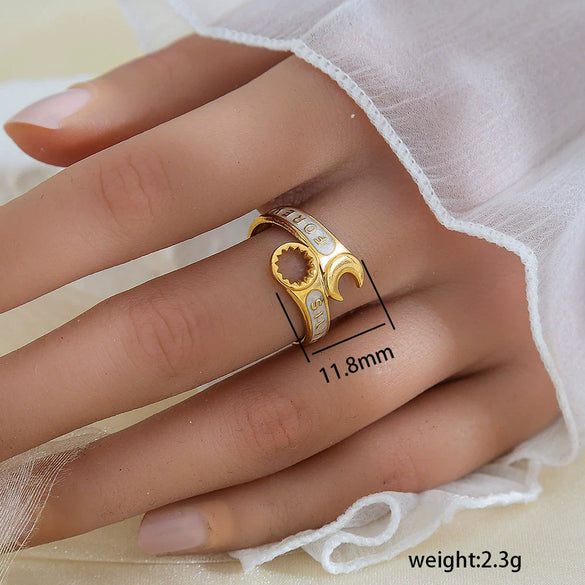 Simple Fashionable Stainless Steel And Titanium Steel Leaf And Flower Ring With Real Gold Plating For Women Geometric And U Shaped Design Unisex Style