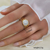 Simple Fashionable Stainless Steel And Titanium Steel Leaf And Flower Ring With Real Gold Plating For Women Geometric And U Shaped Design Unisex Style